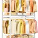 ULIFHOME P5 Plus Rolling Clothes Rack Heavy Duty, Clothing Racks for Hanging Clothes, Metal Garment Rack with Wheels, 3-Tier Portable Closet Rack 45'' W × 20.5'' D × 80.5'' H, Max Load 660 Lbs, White