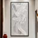 Large Framed Abstract Wall Art 24x48 Inch Grey Textured Canvas Wall Decor