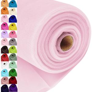 Baby Pink Tulle Fabric Roll Spool Bolt (54 Inch by 40 Yards) Large Tulle Wedding Party Decoration, Tutu Skirt, Table Runner, Gift Wrapping, Bridal Shower, Soft & Drape (Light Pink)