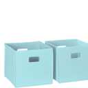 RiverRidge Folding Storage Bins with Handles Aqua Cube Storage Organizer for Closet, Bedroom & Playroom - Closet Organizers and Storage Set of 2