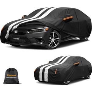 Multi-Layer Car Cover Custom Fit for Honda Civic (Type R) 2006-2026, 100% Waterproof All Weather for Automobiles, Gift with Towel, Heavy Duty Car Covers for Rain Sun UV Protection with Door Zipper.