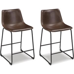 Signature Design by Ashley Counter Height Bar Stools, Set of 2, Brown
Mid-century modern bucket seat, Combination of leather and faux leather, Metal frame, Centiar Series