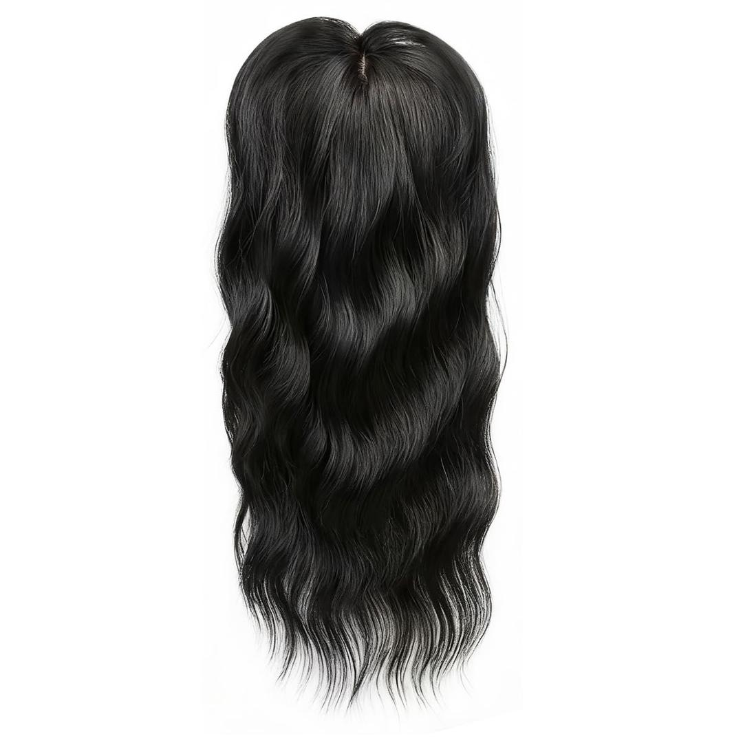 Hair Toppers Synthetic Hairpieces 22 Inch - For Women with Thinning Hair Ladies Wiglets 6.5x6.5 (Black)