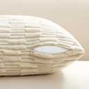 Kevin Textile 14x36 Inch Long Lumbar Pillow Cover 1 Pack Soft Plush Stripe Decorative Rectangle Cushion Elegant Double-Sided Corduroy Texture Pillow for Couch Sofa Chair Bed Home Decor, Cream White
