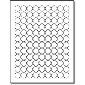 White 3/4" Round Circle Labels - 108 Labels Per Sheet - for Inkjet & Laser Printers - 25 Sheets / 2700 Labels