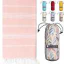 BAY LAUREL Turkish Beach Towel with Travel Bag 39 x 71 Quick Dry Sand Free Lightweight Large Oversized Towels Light