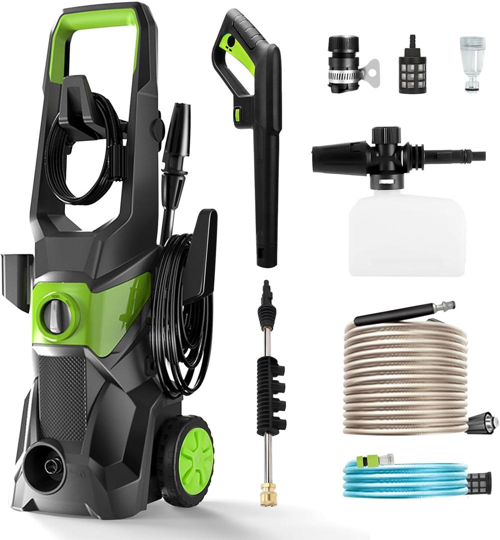 Electric Pressure Washer, 4000psi 10l/Min Gpm High Pressure Washer with 52.5 Ft Hose, Ipx5 Waterproof with 4 Nozzle for Cars, Patios, Floor Cleaning