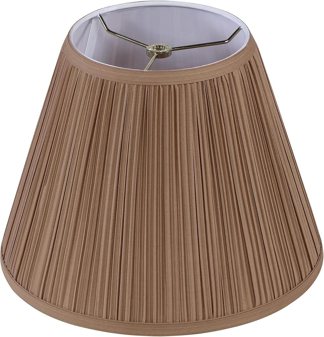 Aspen Creative 32072, Hardback Empire Transitional Spider Lamp Shade, Mushroom Pleated Sienna Brown, 7" Top x 13" Bottom x 10" Slant