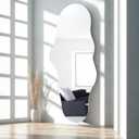 BST FURNH Unique Full Length Wall Mounted Mirror Tall Mirror Full Body Floor Length Mirror Dressing Body Frameless Mirror for Bedroom Bathroom Living Room,Irregular Shape Mirror,White Cloud 47x23''