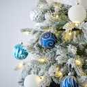 Valery Madelyn Ornaments for Christmas Trees, 35ct Navy Blue and Silver Shatterproof Christmas Tree Decorations, 2.76 Inches Winter Wonderland Hanging Ball Ornaments Bulk for Xmas Holiday Decor