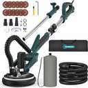 Drywall Sander with Vacuum Attachment, Upgraded 7-Amp Popcorn Ceiling Sander with 7 Variable Speeds 900-1800RPM, Electric Wall Sander with Extendable Handle, LED Light, 12 PCS Sanding Discs