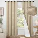 100% Blackout Curtains for Living Room/Bedroom 84 Inch Length 2 Panels Set, Thermal Insulated Bronze Grommet Boho Light Blocking Faux Linen Window Drapes White Liner, Each 52" Wide, Burlap
