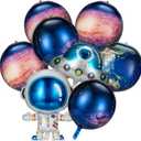 8 Pieces Outer Galaxy Space Balloons Large Inflatable Rocket Astronaut Earth Spaceship Planet Balloons Space Themed Party Supplies for Galaxy Birthday Party Photo Booth