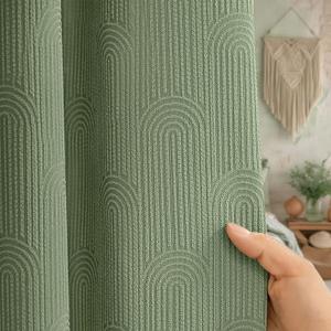 Awellife Sage Green Shower Curtains for Bathroom Cotton Fabric Touch Bohemian Mid Century Boho Minimalist Arch 72" L X 36" W