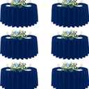 sancua Navy Blue Round Tablecloths 120 Inch, 6 Pack - Circle Fabric Cloth Table Cloths for Wedding Party Banquet Birthday, Washable Polyester Table Cover (Fit 30-72 Inch Tables)