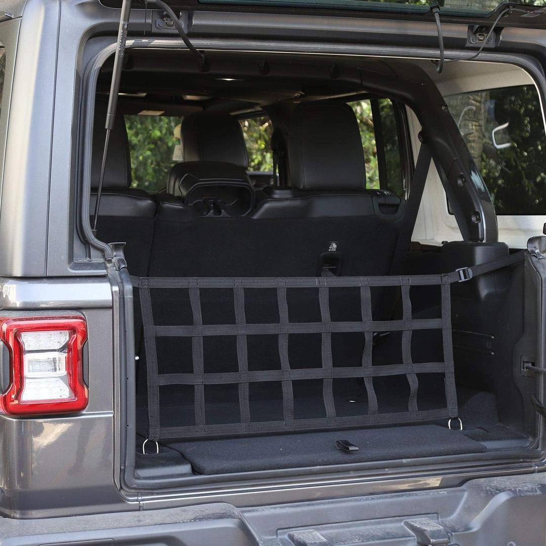 JeCar Trunk Net Mesh Cargo Net for 2018-2023 Jeep Wrangler JL JLU 2 Door & 4 Door (Black)