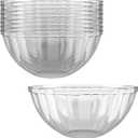 Prestee Clear Plastic Serving Bowls, 96 Oz. 6 Pack - Round Disposable Large Plastic Bowl, Punch, Party, Chip Bowl Containers for Candy, Salads, Parties, and Serving Food - Salad Bowls Dish for Eating