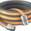 Giraffe Tools Garden Hose 25FT, 5/8" Flexible Lay Flat Water Hose, Custom Length, Leakproof Gardening Hose with Male to Female Fitting, Lightweight Hybrid Hose Pipe for Garden & Yard (Grey and Orange)
