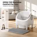 Thereye Self Cleaning Cat Litter Box, Open-Top Automatic Litter Box with APP Control, Safety Sensor and 10L Large Waste Bin, Smart Kitty Litter Boxes with Trash Bags and Mat for Multiple Cats, Grey