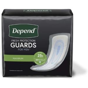 Depend Incontinence Guards for Men, Maximum Absorbency, 52 Count (2 Pack(52 Count))