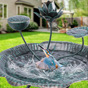 VCUTEKA Bird Bath with Flower Planter Pedestal, birdbath for Outdoors with Lotus, 33" Height Vintage Bird Baths for Garden Yard Patio Lawn Decor