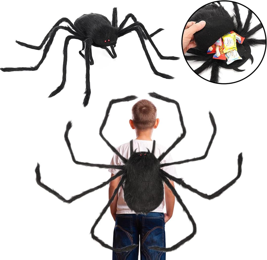 Giant Realistic Spider Costume & Decor - Outdoor/Indoor Giant Spider Props with Straps for Kids' Halloween Parties & Haunted Houses