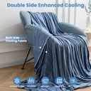 OIGAE Cooling Blanket for Hot Sleepers - Soft & Lightweight Summer Cold Blanket for Night Sweats | Perfect for Bed, Couch, Sofa (Dark Blue, Queen 90" x 90")