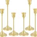 Candlestick Holders, 6PCS Gold Metal Taper Candle Holder Vintage Candlestick Holder Decorative for Home Decor Table Centerpiece Wedding Housewarming Gift