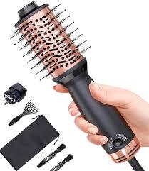 Desalo Small Dual Voltage Hair Dryer Brush (110220V), Compact LightWeight European Travel Blow Dryer Brush for Volume, Smoothness & Curls On The Go, One Step Travel Hair Tools, Incl. Pouch & EU Plug
