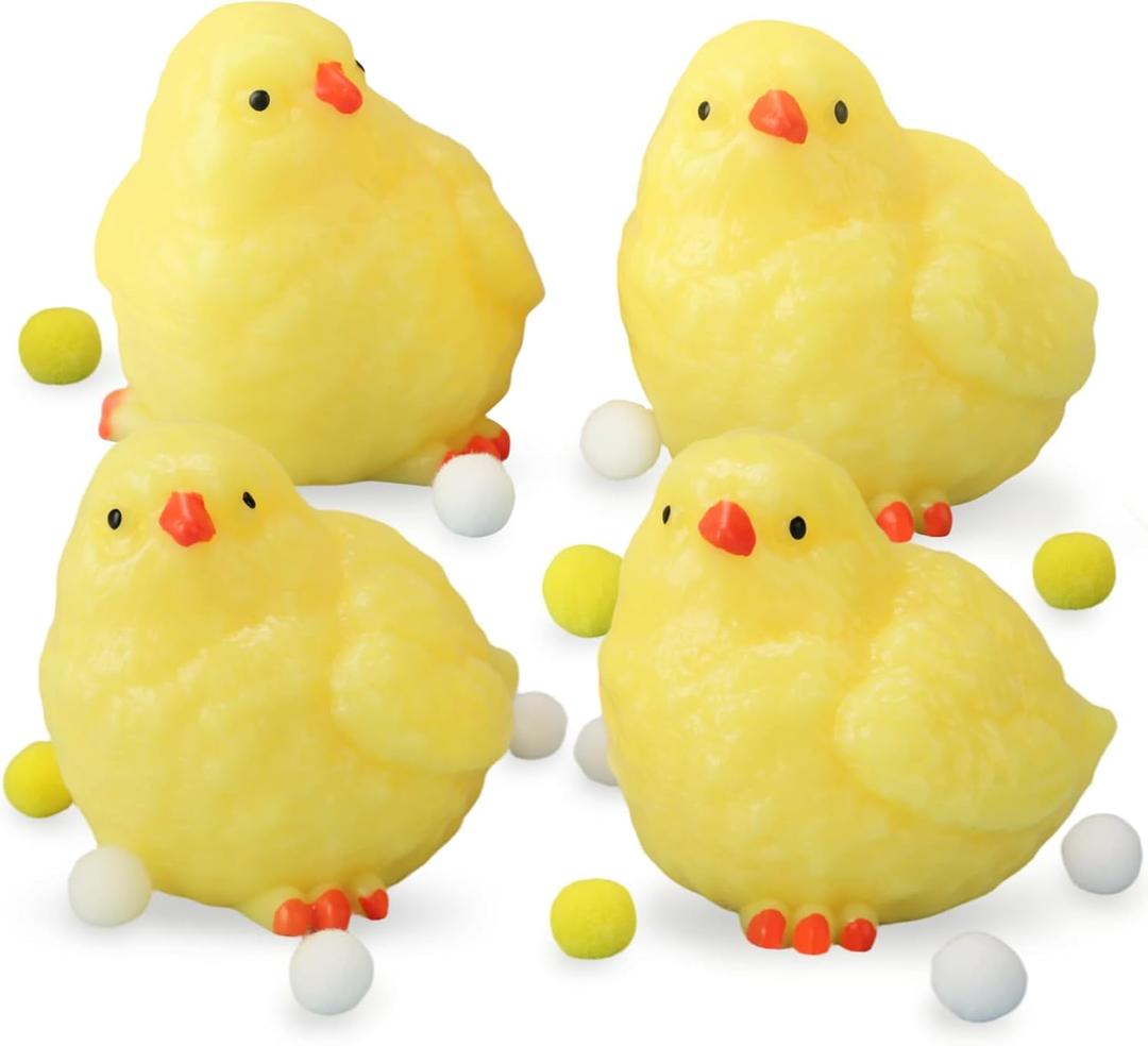 4 PCS Taba Squishy Hairless Chicken Toys, Handmade Ultra Soft Chick Squishy Fidget Toys, Sticky Taba Squishies for Kids & Adults Stress Relief