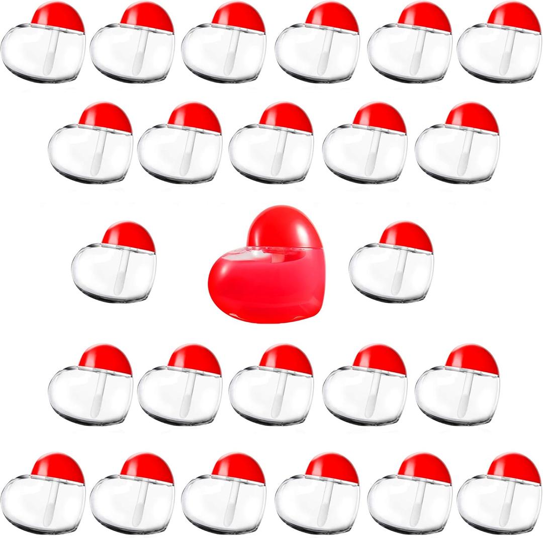 RONRONS 20 Pieces Heart Lip Gloss Tubes, Clear Plastic Empty Lip Gloss Container Cute Heart Shape Mini Lipgloss Tubes with Wand Bulk for Women Girls DIY Cosmetics Small Business