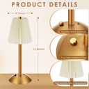 Liliful 6 Pcs Cordless Table Lamp LED Touch, Gold, Beige Cloth Style