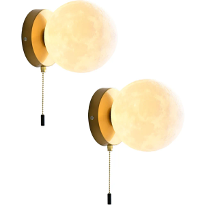 Wall Lamp Modern Minimalist Moonlight Wall Sconce with Soft Lighting, G9 Bulb Included, Perfect for Bedroom, Living Room, Bathroom, Hallway (2 Gold Pack)