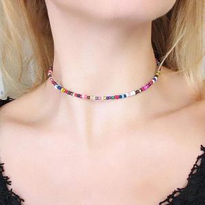 Beaded Choker Necklaces for Women Boho Seed Bead Choker Set Hawaiian Handmade Turquoise Beach Beads Necklace Chain Jewelry
