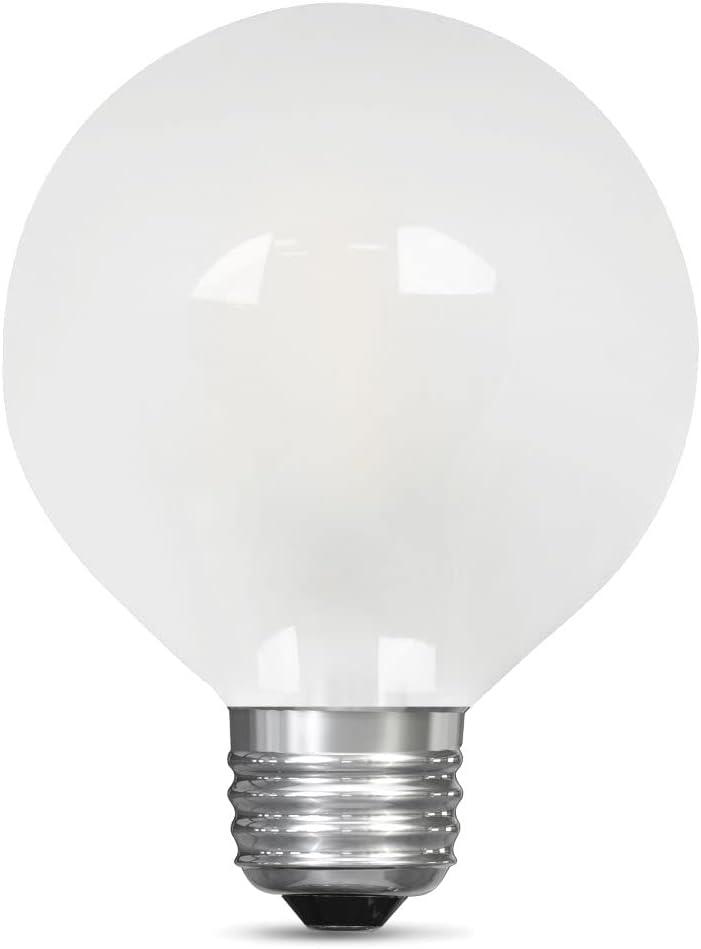 Feit Electric BPG2560/F/850/LED Decorative Frost Glass Filament LED Dimmable 60W Equivalent Daylight G25 Globe Light Bulb, White, 4.3"" h x 3.1"" d, 3PCS
