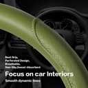 Steering Wheel Cover - Microfiber Leather with Classic Embossing, Anti-Slip Breathable Fit 15 Inch Wheel Protector (Green)
