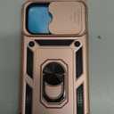 Vinve for iPhone 14 Pro Max Case with Slide Lens Cover HD Screen Protector, Military Grade Drop Protection, Magnetic Rotated Ring Holder Kickstand Protective Phone Case (Rose Gold)