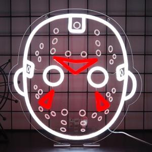 Horror Movies Neon Signs For Wall Decor, Dimmable Friday The 13th Led Light Up Signs for Room Bar Man Cave Movie Night Party Halloween Decorations Gifts 12.2 * 12.5 inch