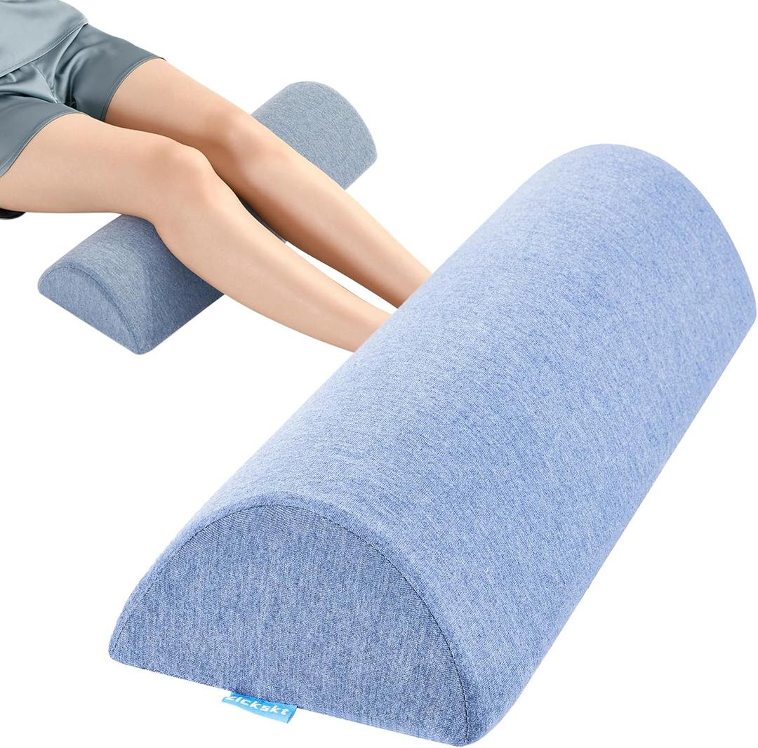 Knee Pillow for Back Sleeping, Memory Foam Leg Pillow for Back Pain, Under Leg Support for Sleeping,Half Moon Bolster Pillow (Standart, Blue)