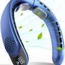 FrSara Rechargeable Neck Fan, Personal Fan with LED Display, 3 Speeds with 4000mAh Battery Powered, Supports USB TYPE-C, Portable, Ideal & Quiet for Women, Men Travel, Outdoor, Blue