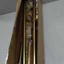 Warm Gold Bay Window Curtain Rods with Aluminum End Cap Finials and Brackets,Adjustable 32-86 Inch Center Rod for windows (20-82), 32-58 Inch Side Rods for windows (20-54),1 Inch Diameter