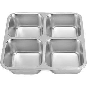 Stainless Steel Snack Containers, 4 Compartments Leakproof Lunch Box, Reusable Food Containers