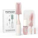 Momcozy Bottle Brush Kit, Innovative Push-Press Design for Better Cleaning - Baby Bottle Cleaner Brush for Baby Bottle, Breast Pumps, Nipples, and More - Can Generate Foam for Better Cleaning, Pink