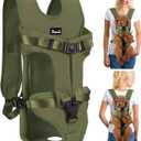 Lukovee Dog Backpack Carrier, Legs Out Easy-fit Dog Front Carrier for Small Medium Dogs, Adjustable Hands Free Dog Chest Carrier for Hiking Cycling (Green-4,Large)