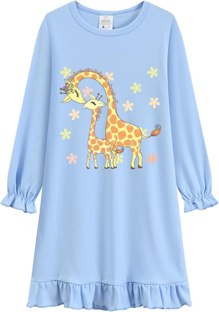 DDSOL Toddler Little Girl Nightgown Kid Long Sleeve Sleepwear Fall Nightie Sleepshirt Nightdress Pajamas Clothes 6T