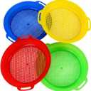 Sand Sifters Sieve for The Beach Sand Toys (Red, Blue, Yellow & Green) Complete Gift Set Bundle-4Pack(8.75x 9.75in)…, Small