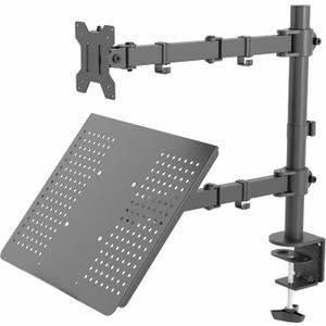 VIVO Black Fully Adjustable 13 to 32 inch Single Computer Monitor and Laptop Desk Mount Combo, Stand with Grommet Option, Fits up to 17 inch Laptops (STAND-V002C)
