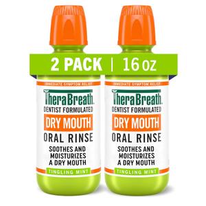 TheraBreath Dry Mouth Oral Rinse, Tingling Mint, Dentist Formulated, 16 Fl Oz (2-Pack)