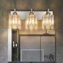 Modern Bathroom Vanity Light 3-Lights Brushed Nickel Vanity Light Crystal Wall Light Bathroom Light Fixtures