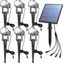 APONUO Solar Spot Lights Outdoor 6-in-1 Solar Landscape Lights Dusk to Dawn Solar Uplights IP65 Waterproof 9.8ft Cable Outdoor Spot Lights for Yard Pathway Garden Tree Decoration (Cool White)